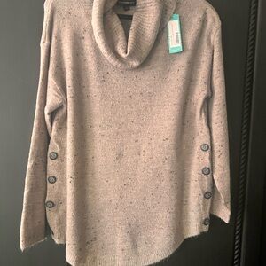COZY Cowl Neck Sweater with Button Accents